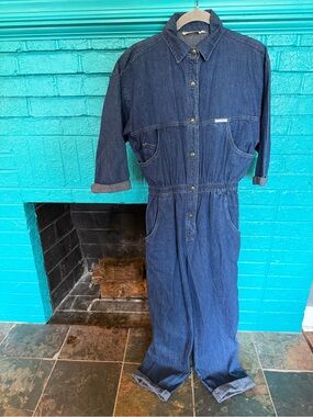 Vintage Dreams Denim Jumpsuit - Dark Blue